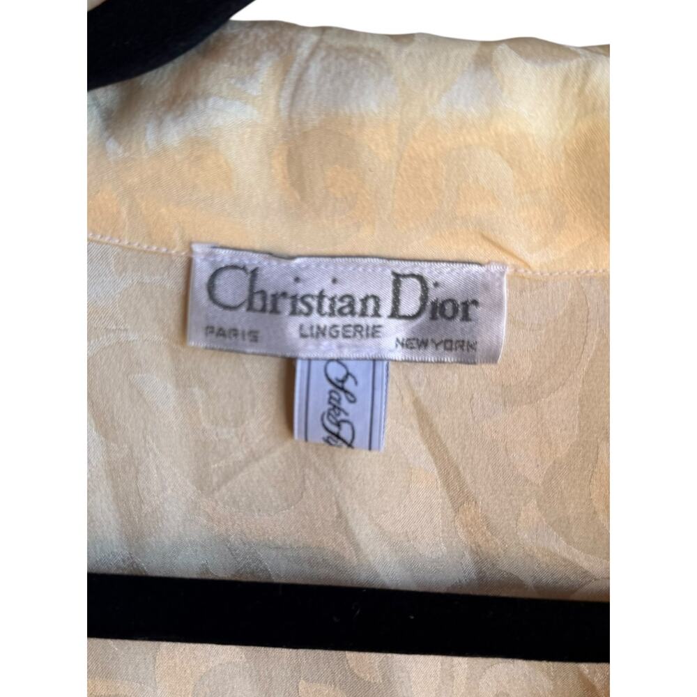 Vintage Christian Dior Lingerie Yellow Jacquard Night Shirt Boyfriend PJ M - Picture 3 of 12